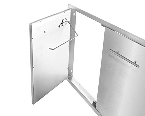 AdirHome 33" Stainless Steel Grill Double Access Double-Face Door With Towel Holder - Easy Install Heavy Duty Stainless Steel Rust Resistant Access Door with Chromium Plated Handle (Horizontal Handle)