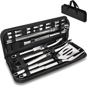 bbq grill tools set with case – 22pcs s smazinstar barbecue accessories kit, premium complete heavy duty stainless steel bbq accessories with storage case for camping set & dad men & backyard