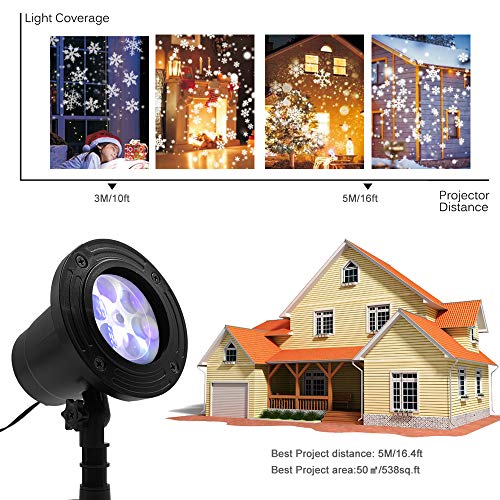 Christmas Projector Lights Outdoor, Christmas Snowflakes Projector LED Lights, Waterproof Projector Decorating Stage Light, Indoor Outdoor Snowfall Holiday Party Garden Landscape