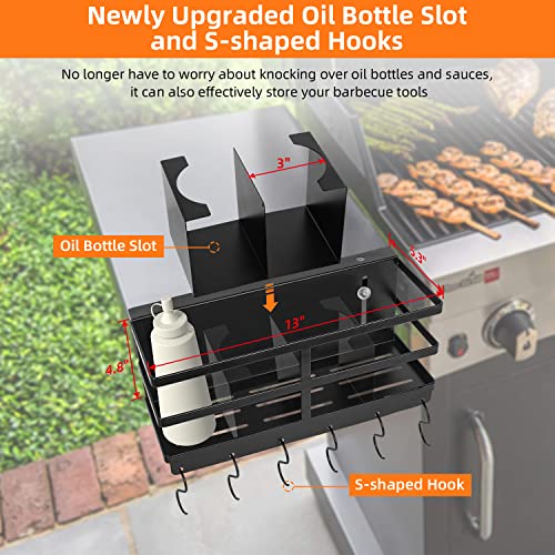 KGDJS Grill Caddy, Upgraded BBQ Caddy Designed for 28"/36" Blackstone Griddles, Removable Griddle Caddy, Space Saving BBQ Accessories Storage Box, Free Drilling Hole & Easy to Install (Black)