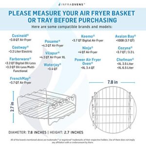 Air Fryer Rack Accessory Compatible with Costzon, Ninja, Power Airfryer Oven, Costway, Chulux, Farberware, Avalon Bay, Waterjoy, Cozyna, Keemo + More | Kebab Skewers + Cooking Times Cheat Sheet