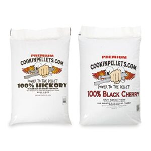 cookinpellets premium hickory grill smoker smoking wood pellets, 40 pound bag bundle with cookinpellets black cherry smoker smoking hardwood wood pellets, 40 pound bag