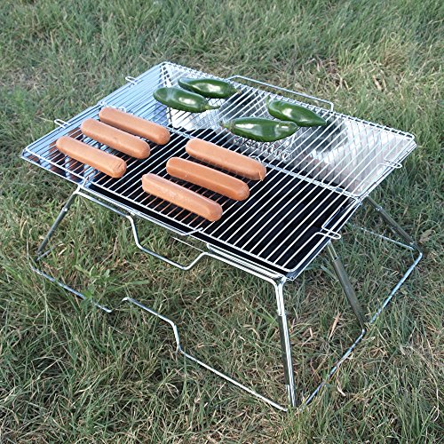 Quick Grill Large: Portable Camping Charcoal Grill with Carrying Bag for Backpacking / 304 Stainless Steel Grill/Outdoor Stove Burner/Hiking Travel Picnic BBQ