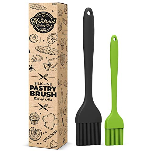 Silicone Basting Pastry Brush Set (2 Pack) COMMERCIAL GRADE Large and Small Brushes - Kitchen Oil Brush Set for Baking, Cooking, Barbecue BBQ, Marinating and Basting Dishwasher safe Food Grade