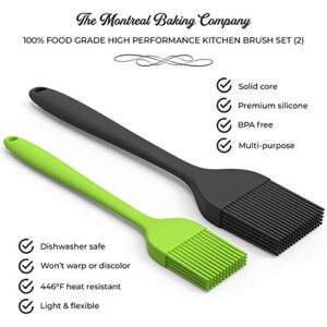 Silicone Basting Pastry Brush Set (2 Pack) COMMERCIAL GRADE Large and Small Brushes - Kitchen Oil Brush Set for Baking, Cooking, Barbecue BBQ, Marinating and Basting Dishwasher safe Food Grade