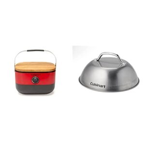 cuisinart cgg-750 portable, venture gas grill, red & cmd-108 melting dome, 9″,stainless steel