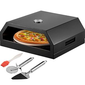 vevor black pizza oven set with 12 inch pizza stone, pizza shovel, pizza cutter, thermometer, stainless steel camp pizza oven outoor, portable pizza oven kit for outside, camping, oven, charcoal grill