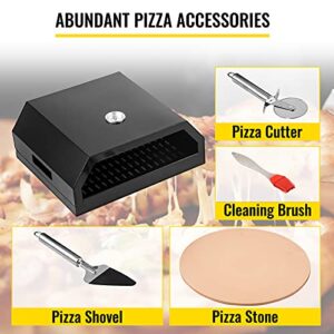 VEVOR Black Pizza Oven Set with 12 inch Pizza Stone, Pizza Shovel, Pizza Cutter, Thermometer, Stainless Steel Camp Pizza Oven Outoor, Portable Pizza Oven Kit for Outside, Camping, Oven, Charcoal Grill