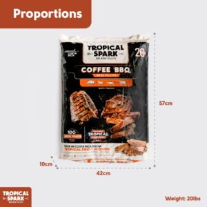 Tropical Spark Coffee BBQ Wood Pellets | Cooking, Smoking, Grilling, Bake, Roast and Braise | Premium All-Natural Flavored Hardwood | 20lbs. Bag