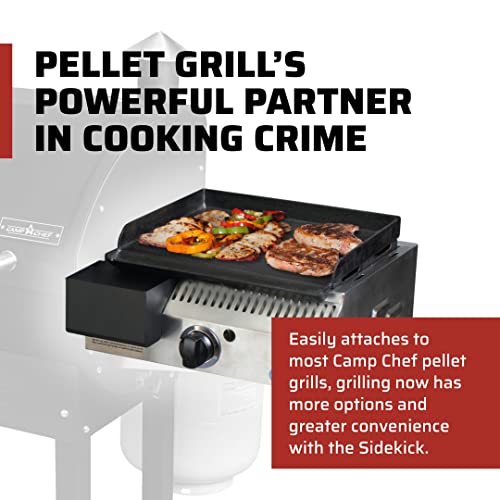 Camp Chef Sidekick Grill Accessory, Flat Top Griddle included, 14" cooking system compatible, Stainless/Black