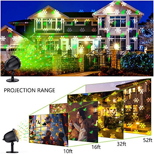 Decorative Lighting Projectors Outdoor, IP65 Waterproof Projection Lamp with Remote Control & Timer Function for Xmas Holiday Party Garden Patio Decoration