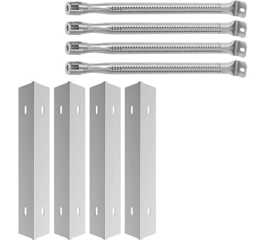 Dongftai SH700A (4-Pack) 16 1/8" Stainless Steel Heat Plates and 17" Burners Replacement for Napoleon Rogue Series, Prestige 500 Propane Grills