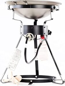 king kooker 24wc 12″ portable propane outdoor cooker with wok, 18.5″ l x 8″ h x 18.5″ w, black