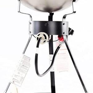 King Kooker 24WC 12" Portable Propane Outdoor Cooker with Wok, 18.5" L x 8" H x 18.5" W, Black