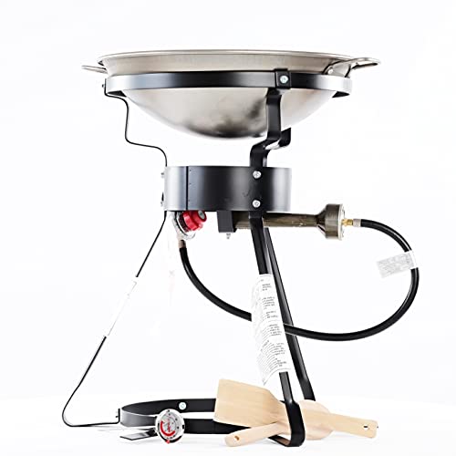 King Kooker 24WC 12" Portable Propane Outdoor Cooker with Wok, 18.5" L x 8" H x 18.5" W, Black