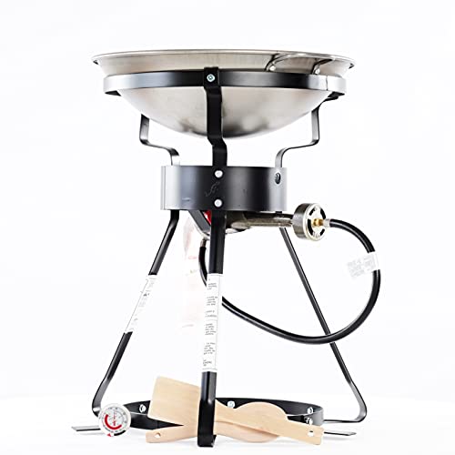 King Kooker 24WC 12" Portable Propane Outdoor Cooker with Wok, 18.5" L x 8" H x 18.5" W, Black