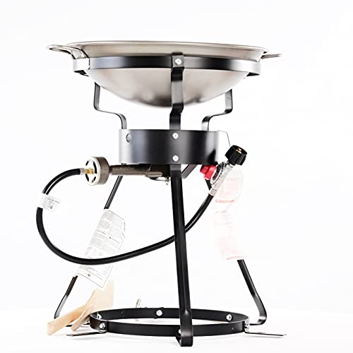 King Kooker 24WC 12" Portable Propane Outdoor Cooker with Wok, 18.5" L x 8" H x 18.5" W, Black