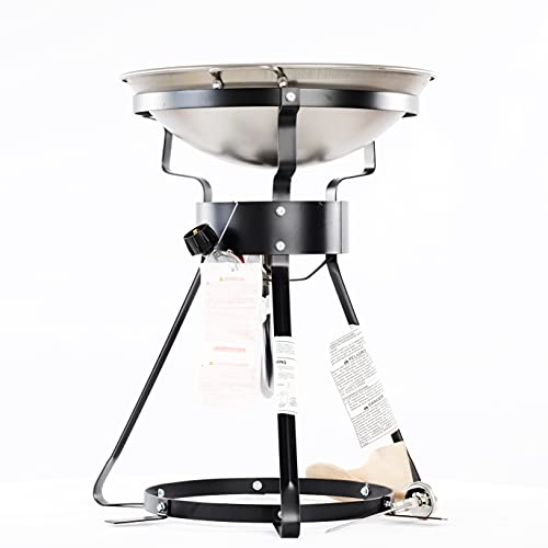 King Kooker 24WC 12" Portable Propane Outdoor Cooker with Wok, 18.5" L x 8" H x 18.5" W, Black