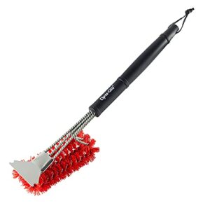 dyna-glo dg18gbn-d w bristles and stainless steel scraper 18″ nylon grill brush, black/red
