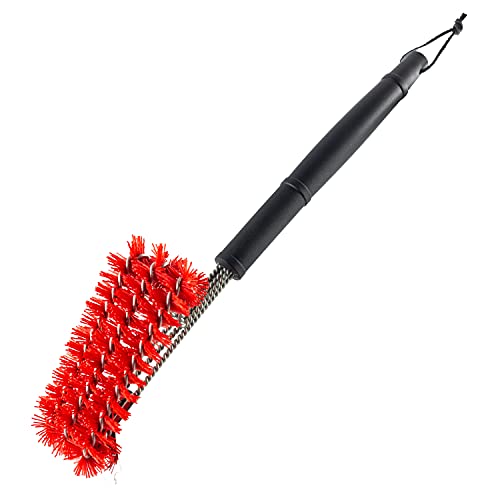 Dyna-Glo DG18GBN-D w Bristles and Stainless Steel Scraper 18" Nylon Grill Brush, Black/red