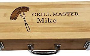 Personalized BBQ Grilling Set with 5 Tools, Laser Engraved with Designs and Names, Grillmaster