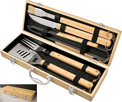 Personalized BBQ Grilling Set with 5 Tools, Laser Engraved with Designs and Names, Grillmaster