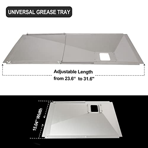 Uniflasy Universal Grease Tray with Catch Pan fits Nexgrill, Charbroil, Dynaglo, Kenmore, BHG, Grill Master, Backyard, Uniflame, Expert Gas Grill, Adjustable Drip Pan for 3/4/5 Burner Gas Grill