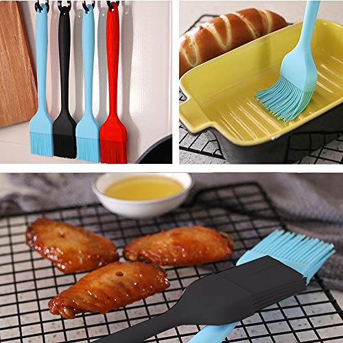 Silicone Basting Brush Set of Two Heat Resistant Long Handle Pastry Brush for Grilling, Baking, BBQ and Cooking (Black)