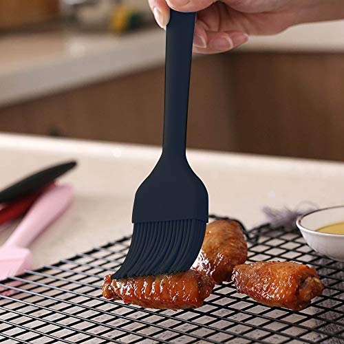 Silicone Basting Brush Set of Two Heat Resistant Long Handle Pastry Brush for Grilling, Baking, BBQ and Cooking (Black)