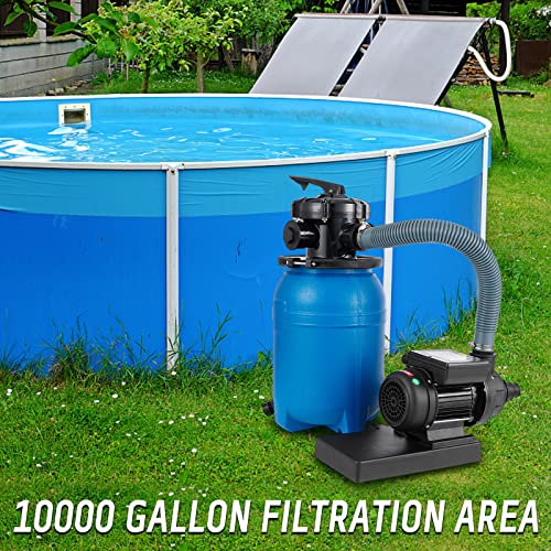 ZBPRESS Sand Filter Pump 1/3HP,10" Tank Sand Pool Filters for Above Ground Pools,2640 GPH,for Pools Up to 10000 Gallons,22 Pound Capacity