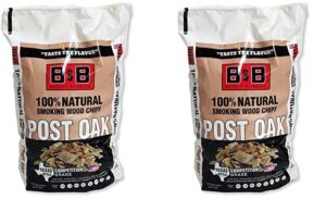 b&b charcoal inc post oak smoking chips (two pack), 180 cu in (00124)