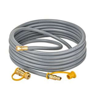 only fire 24 feet natural gas hose with 3/8″ male flare quick connect/disconnect for most grill, fire pit, patio heater and more