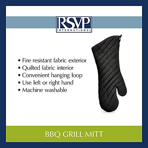 RSVP International Barbeque Grilling Collection Heat Resistant Gloves, 17.7", Fleece Lined, Suede Leather