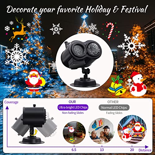 Holiday Projector Lights,App Control,Halloween Projection Outdoor,Christmas Light Projector,16 HD Holiday Slides+10 Optional Ocean Waves,IP65 Waterproof,Christmas and Birthday Party Decorations