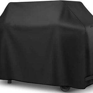 LyriFine 58inch Grill Cover, 600D Polyester Waterproof Heavy Duty Barbecue Gas Grill Cover, Special Fade & Weather Resistant, Outdoor BBQ Cover Fits Weber Char-Broil Nexgrill Brinkmann Grills, Black