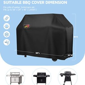 LyriFine 58inch Grill Cover, 600D Polyester Waterproof Heavy Duty Barbecue Gas Grill Cover, Special Fade & Weather Resistant, Outdoor BBQ Cover Fits Weber Char-Broil Nexgrill Brinkmann Grills, Black