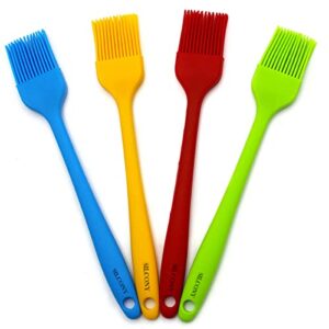 silcony 8.4″ silicone pastry basting brushes heat resistant bpa free for bbq grill barbecue & kitchen baking cooking marinating spreading oil brushes soft bristles long handle (4, 4pcs 8.4 inches)
