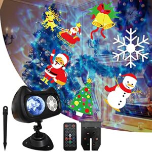 fcxjtu christmas halloween projector lights outdoor, 2-in-1 led christmas snowflake projectors with 96 hd effects 3d ocean wave patterns waterproof remote control timer for xmas party decorations