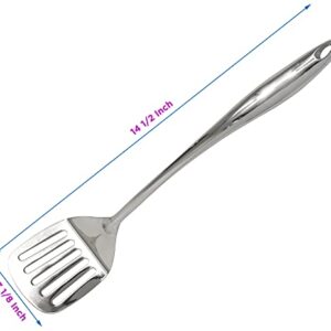 Stainless Steel Spatula - Dishwasher Safe Metal Turner for Cooking, Grilling - 15 3/8 Inch Long