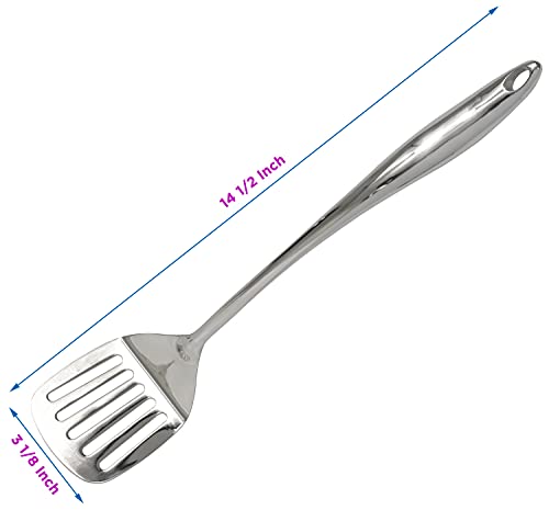 Stainless Steel Spatula - Dishwasher Safe Metal Turner for Cooking, Grilling - 15 3/8 Inch Long