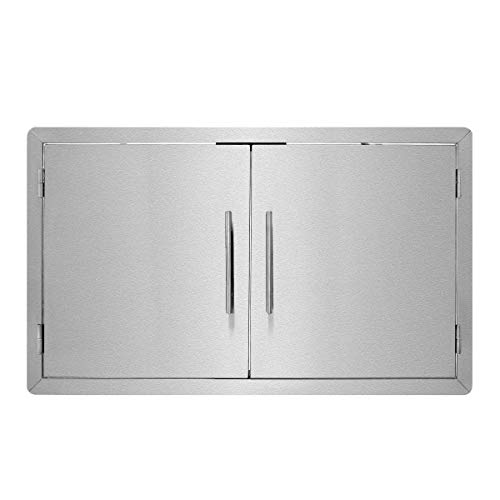 AdirHome Stainless Steel Grill Double Access Single-Face Door - Easy Install Heavy Duty Stainless Steel Rust Resistant Access Door with Chromium Plated Handle (36 Inch)