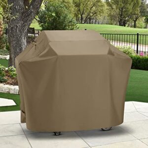 SunPatio Gas Grill Cover 48 Inch, Heavy Duty Waterproof Outdoor Barbecue Cover with Sealed Seam, FadeStop Material, All Weather Resistant Compatible for Weber CharBroil Nexgrill Grills and More, Taupe