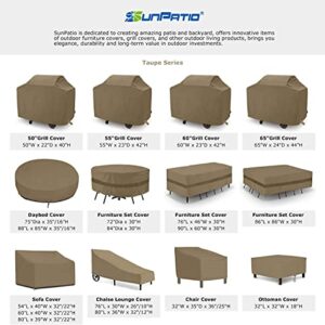 SunPatio Gas Grill Cover 48 Inch, Heavy Duty Waterproof Outdoor Barbecue Cover with Sealed Seam, FadeStop Material, All Weather Resistant Compatible for Weber CharBroil Nexgrill Grills and More, Taupe