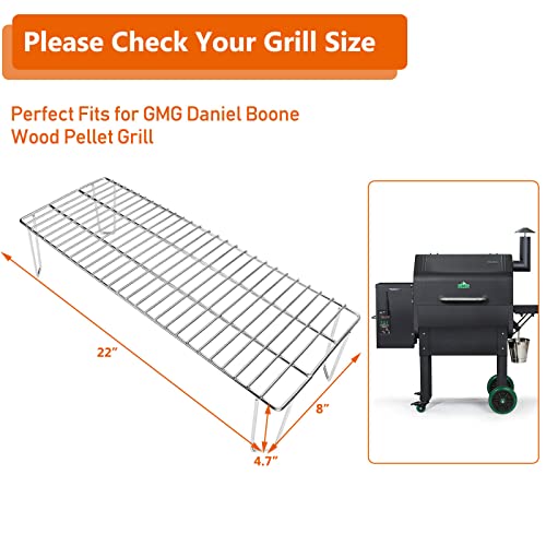 GRISUN Grill Rack for Green Mountain Daniel Boone Pellet Grill, Stainless Steel Upper Rack, Heavy-Duty Grill Warming Rack Accessories, Replacement for GMG-6008, Silver