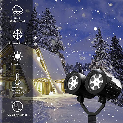 Craftersmark Christmas Projector Lights, Snowflake Projector Lights Outdoor, Snowflake Projector Indoor, Waterproof LED Christmas Light Projector Outdoor for Xmas Valentine Winter Holiday（Double-Head）