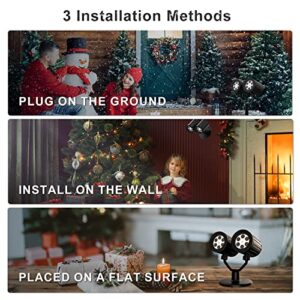 Craftersmark Christmas Projector Lights, Snowflake Projector Lights Outdoor, Snowflake Projector Indoor, Waterproof LED Christmas Light Projector Outdoor for Xmas Valentine Winter Holiday（Double-Head）