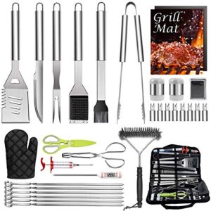 hasteel 32pcs bbq accessories set, stainless steel grilling tools with storage bag, complete barbecue utensil kit for backyard outdoor barbecue camping, a grilling gift for men & women
