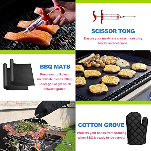 HaSteeL 32PCS BBQ Accessories Set, Stainless Steel Grilling Tools with Storage Bag, Complete Barbecue Utensil Kit for Backyard Outdoor Barbecue Camping, A Grilling Gift for Men & Women