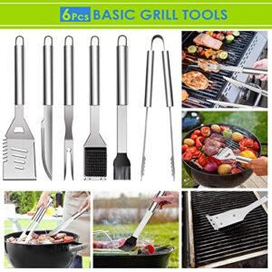 HaSteeL 32PCS BBQ Accessories Set, Stainless Steel Grilling Tools with Storage Bag, Complete Barbecue Utensil Kit for Backyard Outdoor Barbecue Camping, A Grilling Gift for Men & Women