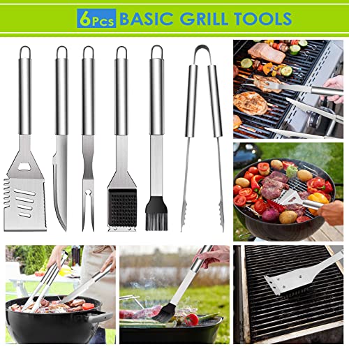 HaSteeL 32PCS BBQ Accessories Set, Stainless Steel Grilling Tools with Storage Bag, Complete Barbecue Utensil Kit for Backyard Outdoor Barbecue Camping, A Grilling Gift for Men & Women